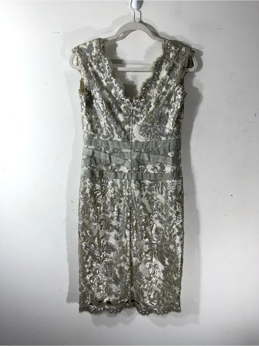 Tadashi Shoji Gold Sequin & Lace Cocktail Dress Sz 6